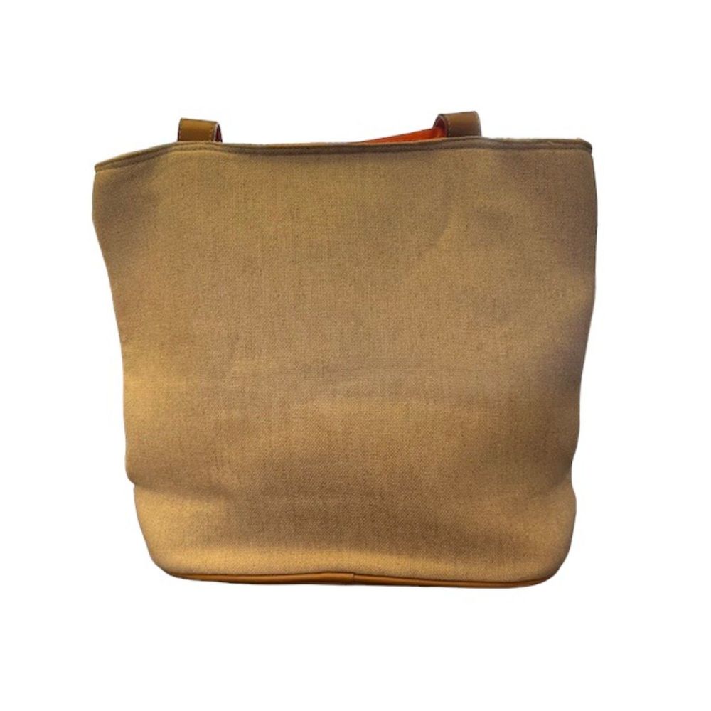 Fiorucci Beige Canvas Tote with Orange Satin Drawstring Top - Picture 5 of 12